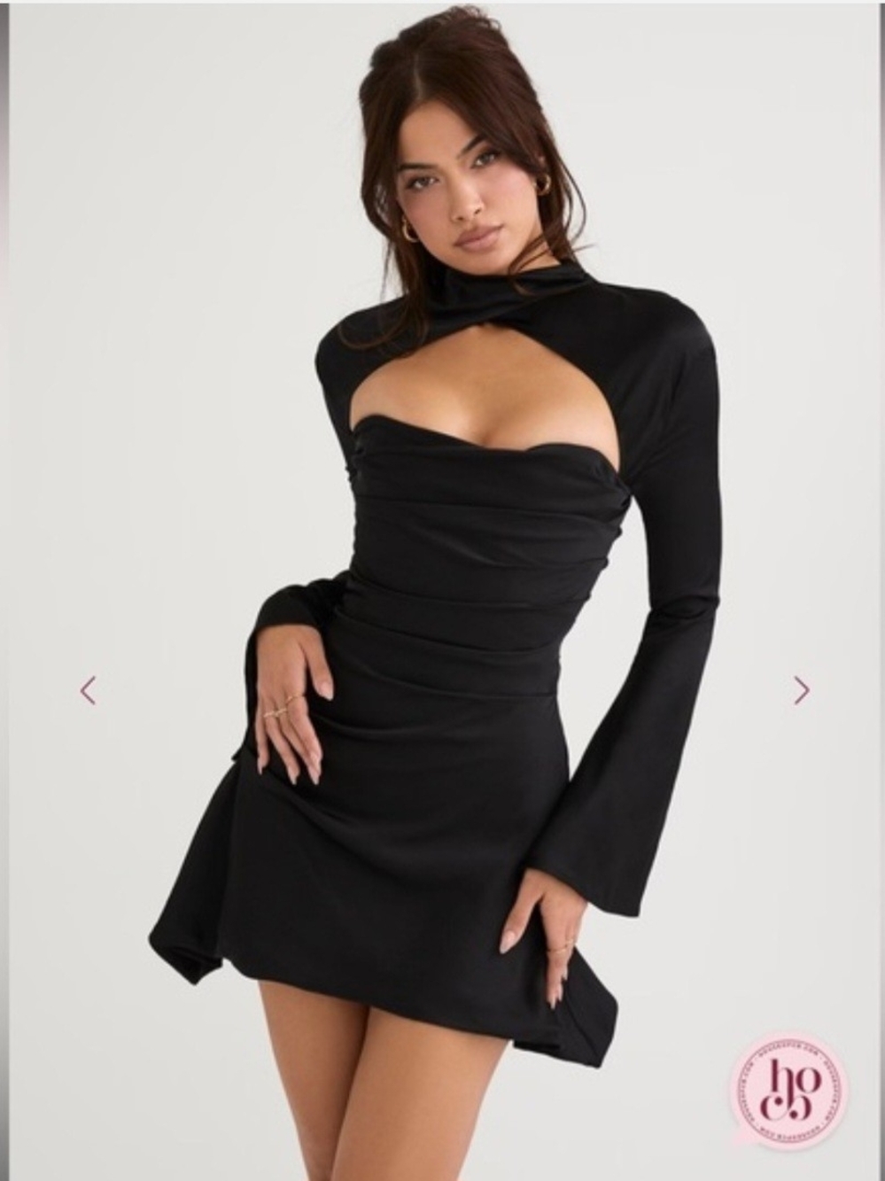 Black Cutout Long-Sleeve Mini Dress